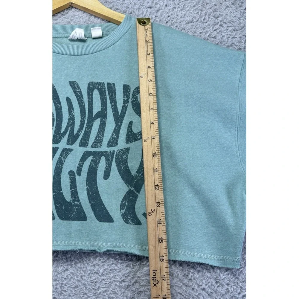 Roxy Womens XS Morning Hike Cropped Sweatshirt Blue Always Salty Fleece Beach